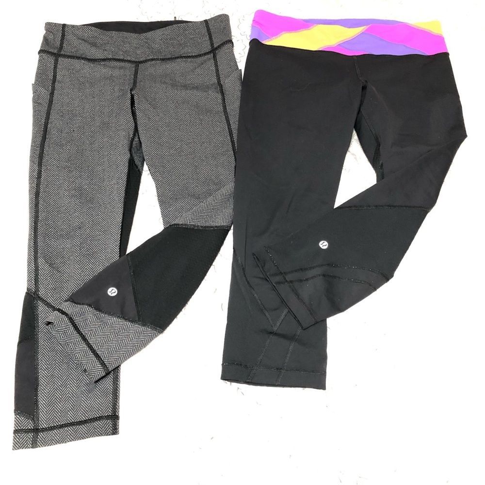 Lululemon 2 leggings Pace Rival Sz 8 Run Inspire Crop II no size dot